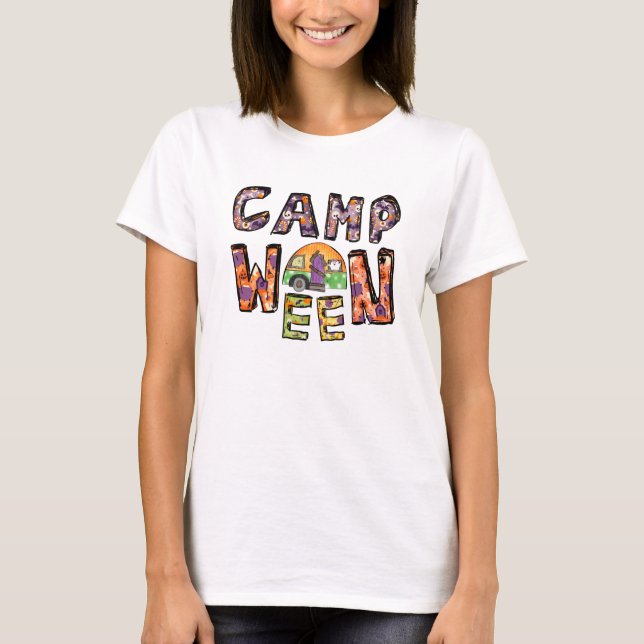 Halloween-Camping | Wortpuffer T-Shirt (Vorderseite)