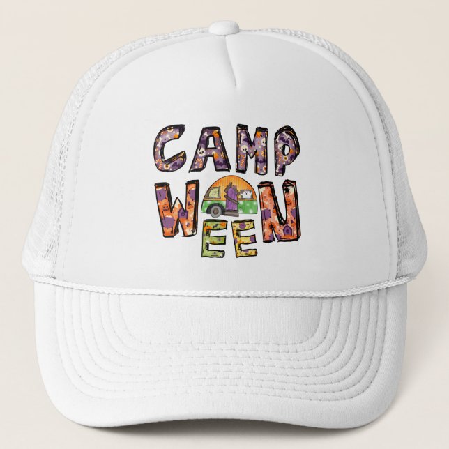 Halloween-Camping | Wortpuffer Truckerkappe (Vorderseite)