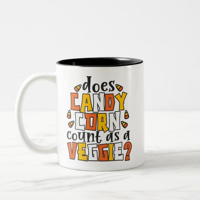 Halloween Candy Corn Funny Zweifarbige Tasse (Links)
