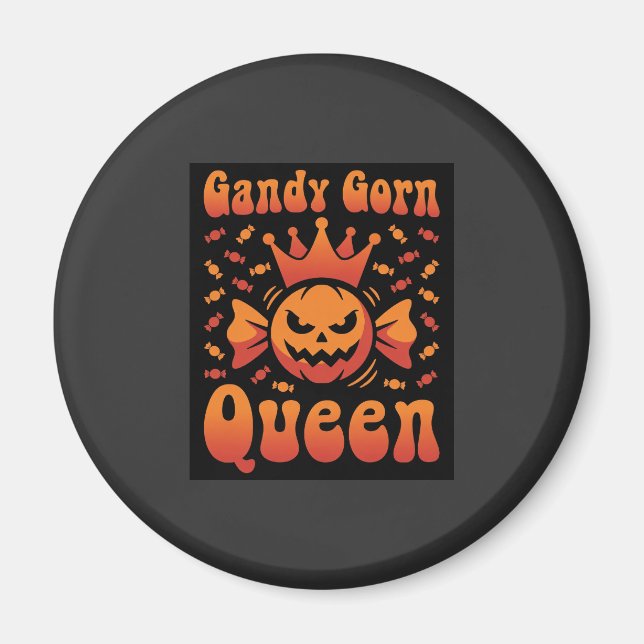 Halloween Candy Corn Königin Retro Vektor Design Magnet (Vorne)