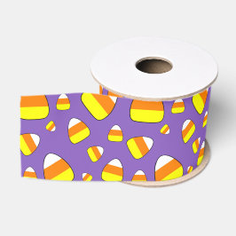 Halloween Candy Corn mit lila Hintergrunddruck Ripsband