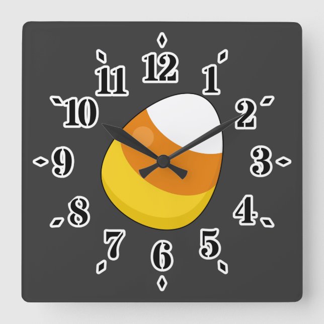 Halloween Candy Corn Quadratische Wanduhr (Vorderseite)