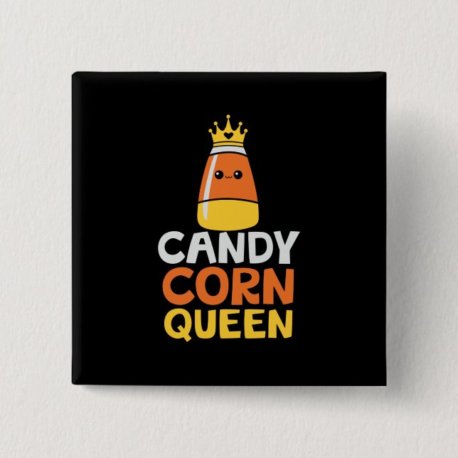 Halloween Candy Corn Queen Crown Niedliche Geburts Button (Vorderseite)