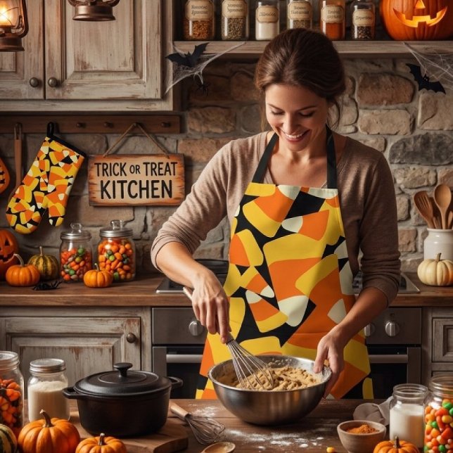 Halloween Candy Corn Seamless Pattern Schürze (Von Creator hochgeladen)