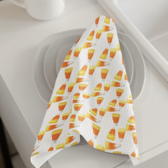 Halloween Candy Corn Wasserfarbenmuster Geschirrtuch (Von Creator hochgeladen)