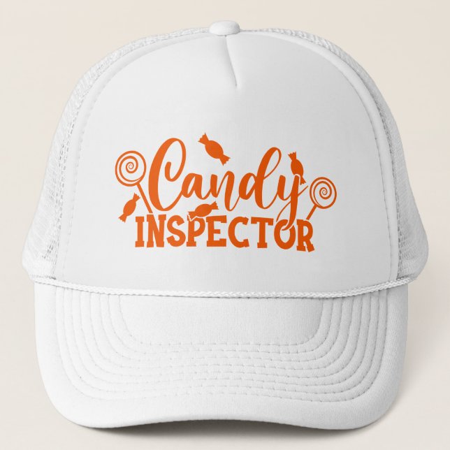 Halloween Candy Inspector Truckerkappe (Vorderseite)