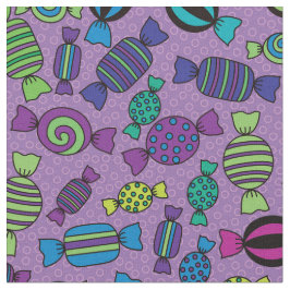 Halloween Candy Leckereien auf Lila Muster Stoff