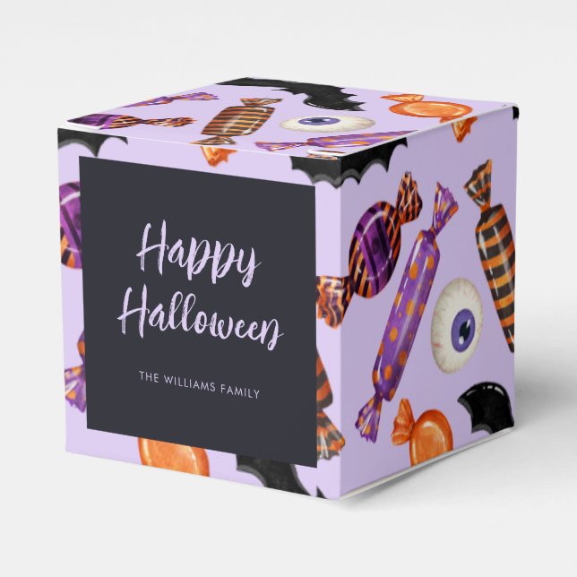 Halloween Candy Leckereien Lila Geschenkschachtel (Vorderseite)