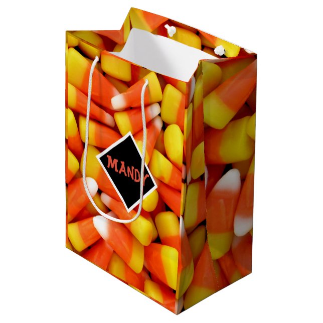 Halloween Candy Mais Personalize Mittlere Geschenktüte (Vorderseite Schrägansicht)