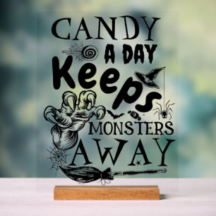 Halloween Candy Monsters Sprichwort Typografy Part Acrylschild