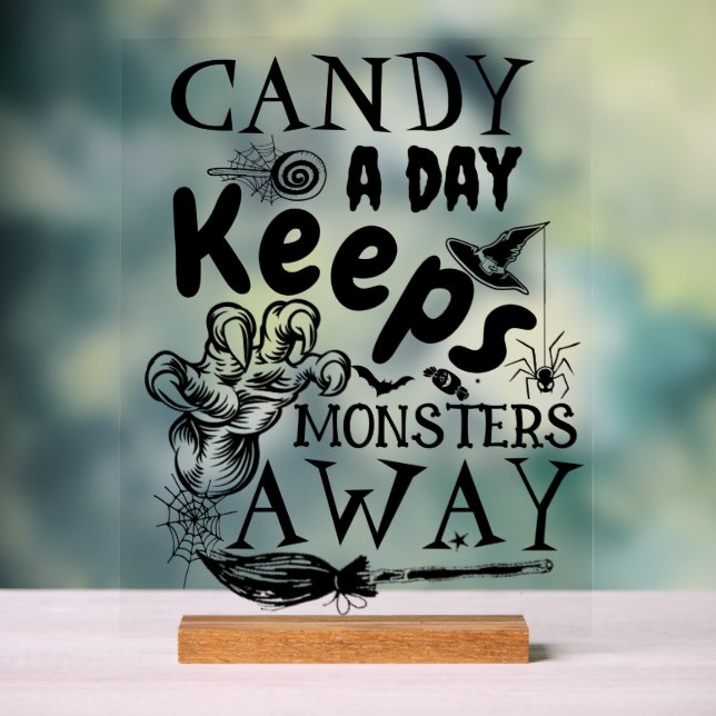 Halloween Candy Monsters Sprichwort Typografy Part Acrylschild (Neutral)