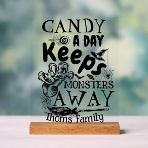 Halloween Candy Monsters Sprichwort Typografy Part Acrylschild