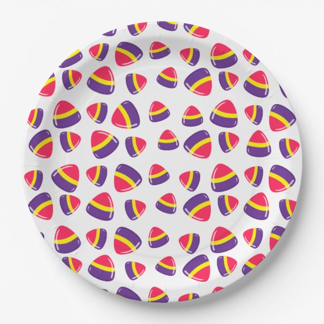 Halloween Candy Pattern Pappteller (Vorderseite)