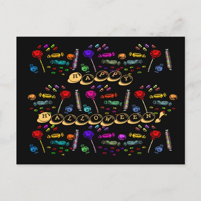 Halloween Candy Pattern Postkarte (Vorderseite)