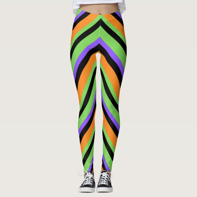 Halloween Candy Swirl Black Leggings (Vorderseite)