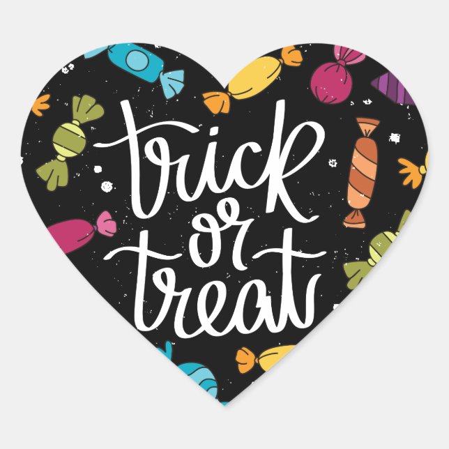 Halloween Candy Trick or Treat Herz-Aufkleber (Vorderseite)