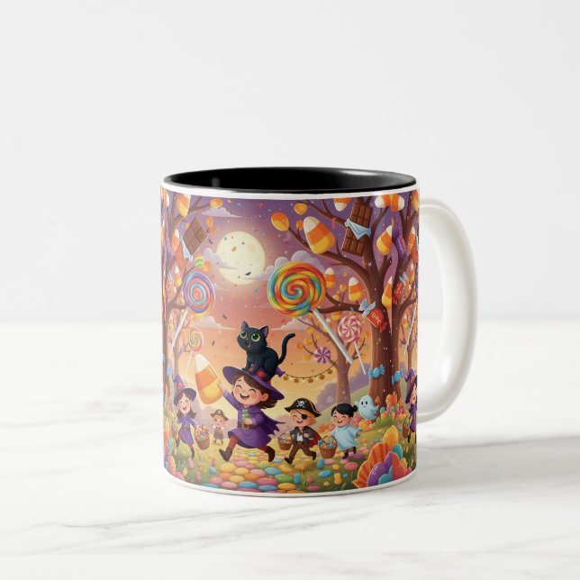 Halloween Candyland Parade Zweifarbige Tasse (VorderseiteRechts)