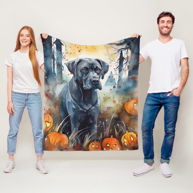 Halloween Cane Corso mit Pumpkins Beängstigend Fleecedecke (Beispiel)