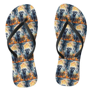 Halloween Cane Corso mit Pumpkins Beängstigend Flip Flops