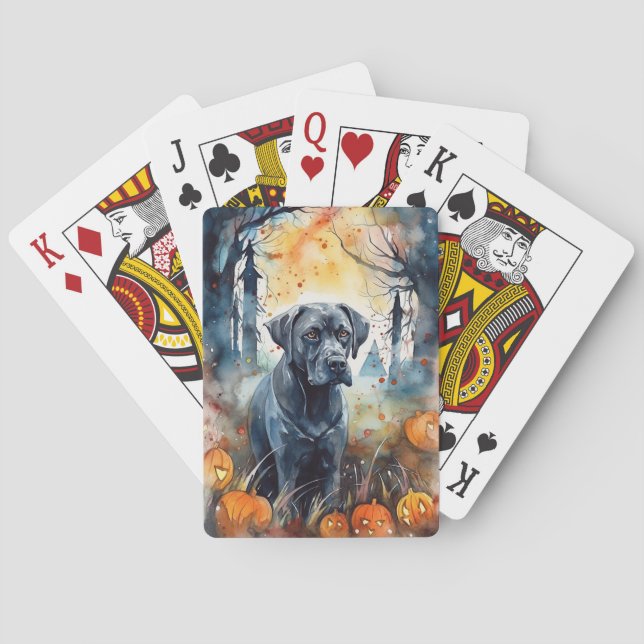 Halloween Cane Corso mit Pumpkins Beängstigend Spielkarten (Rückseite)