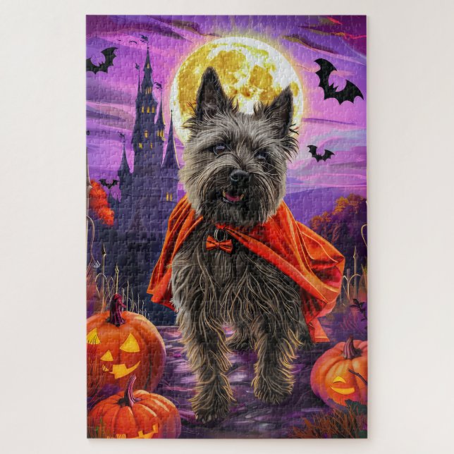 Halloween Cane Corso Vampire Pumpkins Beängstigend Puzzle (Vertikal)
