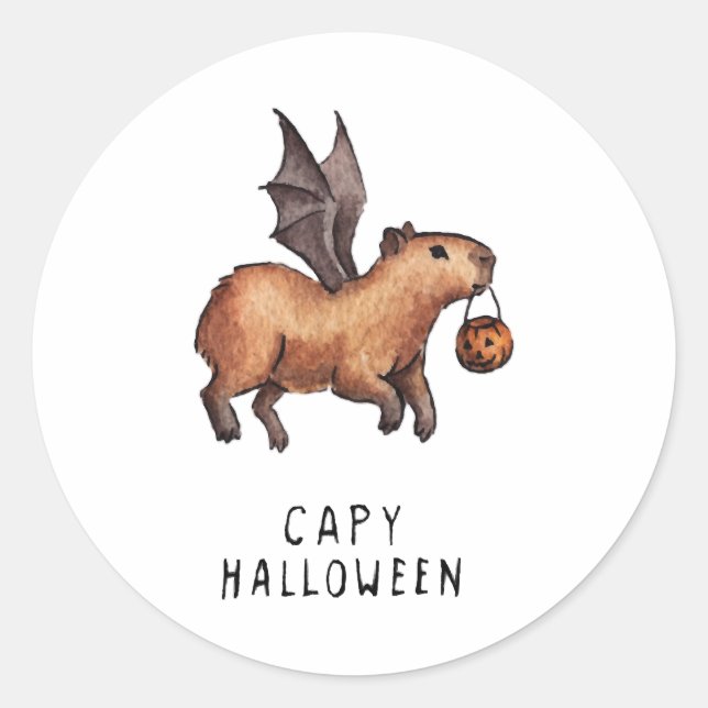 Halloween Capybara Runder Aufkleber (Vorderseite)