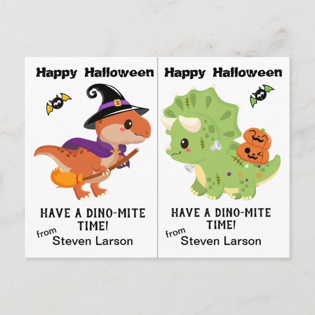 Halloween-Card des Dino-Mite Dinosaurs School Part Postkarte (Vorderseite)