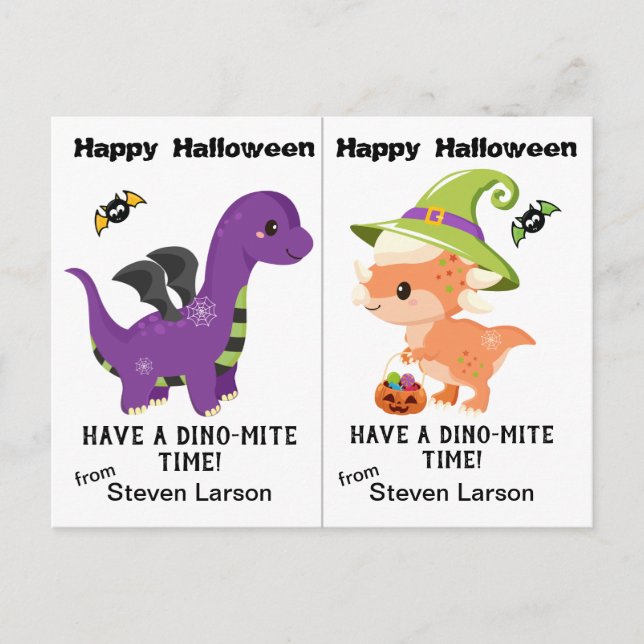 Halloween-Card des Dino-Mite Dinosaurs School Part Postkarte (Vorderseite)