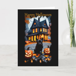Halloween-Card des französischen Bulldog und Pumpk Feiertagskarte