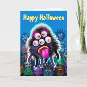 Halloween Card Einladung MONSTER PARTY Spaß beängs