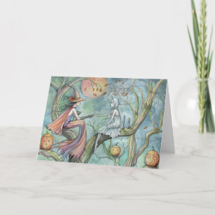 Halloween Card Hexe und Geist Karte