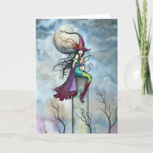 Halloween Card Hexenkatze Fairy Art Karte
