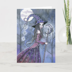 Halloween Card Lila Hexe Karte