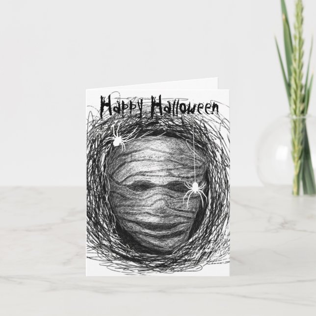 Halloween Card Mummy Gray Karte (Vorderseite)