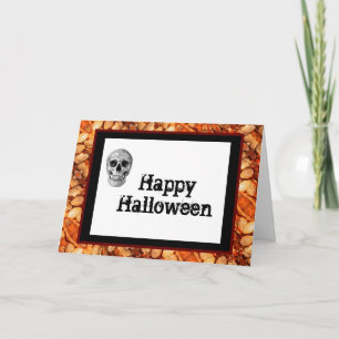 Halloween Card - Skull / Pumpkin Guts Feiertagskarte