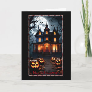 Halloween Card Spuk House and Pumpkins Karte