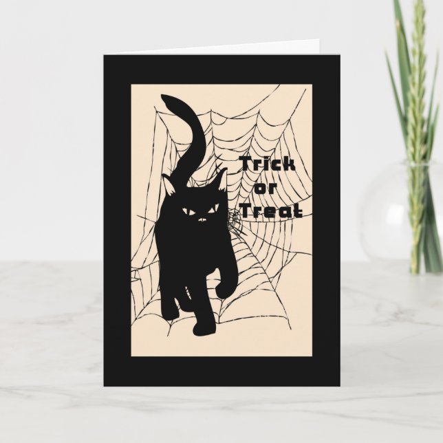 Halloween Card, Trick oder Treatkatze Karte (Vorderseite)