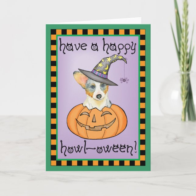 Halloween Cardigan Welsh Corgi Karte (Vorderseite)