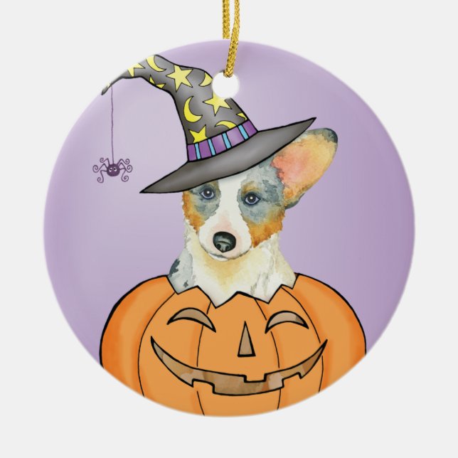 Halloween Cardigan Welsh Corgi Keramik Ornament (Vorne)