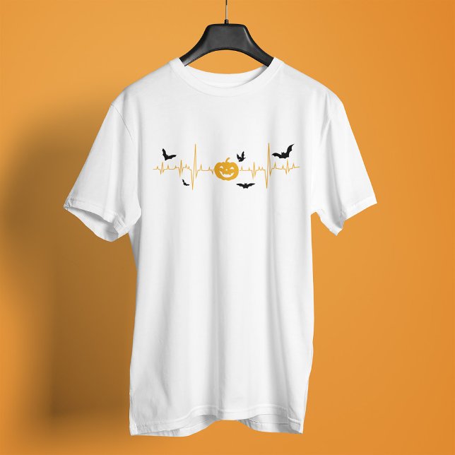 Halloween Cardiogram Pumpkins Bats T-Shirt (Von Creator hochgeladen)