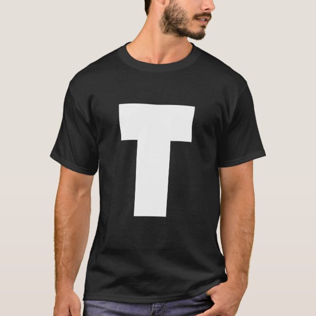 Halloween Carnival Group Costume Green Letter T T-Shirt (Vorderseite)