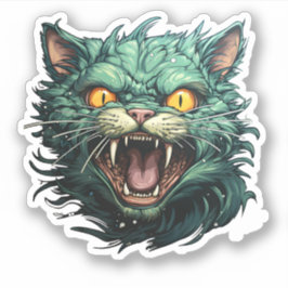 Halloween Cartoon Beängstigend Green Zombie Cat Aufkleber