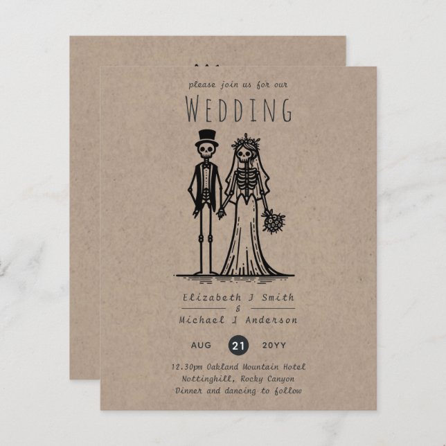 Halloween Cartoon Bride Groom Handgezeichnet (Vorne/Hinten)