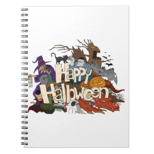 Halloween-Cartoon für Einladungen Frohes Halloween Notizblock