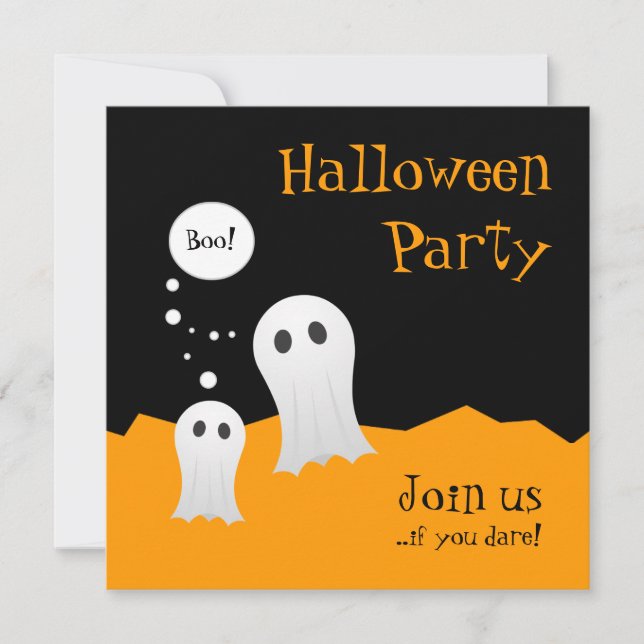 Halloween Cartoon Ghosts Party Einladung (Vorderseite)