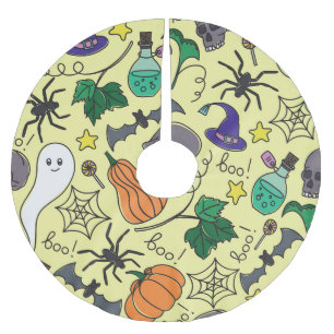 Halloween-Cartoon: Lebhaftes Vintages Muster Polyester Weihnachtsbaumdecke