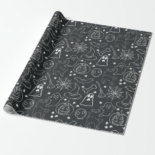 Halloween-Cartoon, Schwarzweiß-Packpapier Geschenkpapier