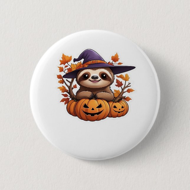Halloween Cartoon Sloth Classic T - Shirt Button (Vorderseite)