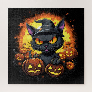 Halloween Cartoon Spooky Hexenkatze Puzzle