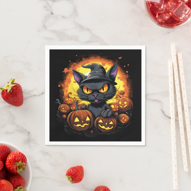 Halloween Cartoon Spooky Hexenkatze Serviette (Beispiel)